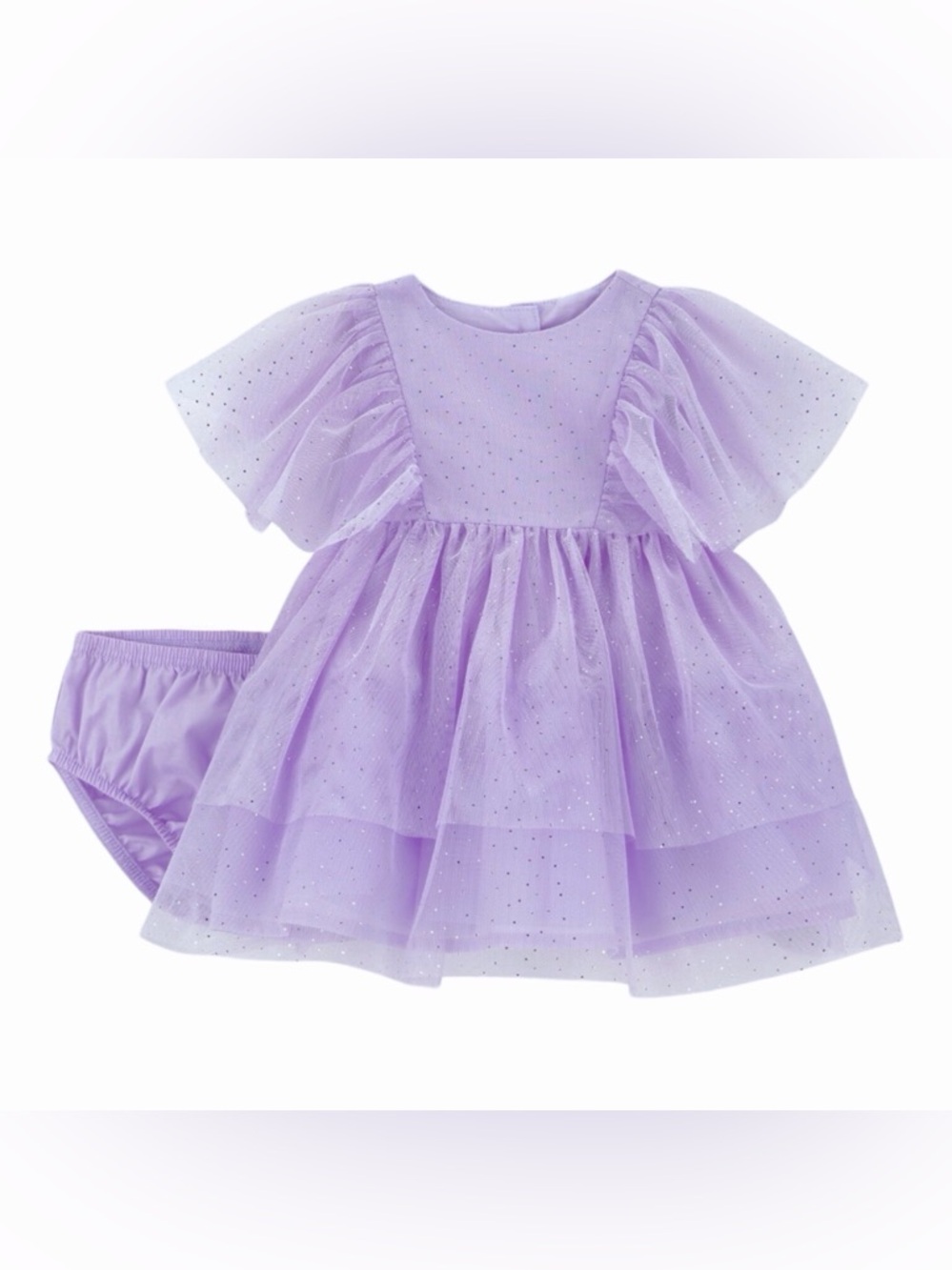 Carters  lavender Sparkling ruffle tulle layered 2 piece baby 18 mo dress NWT